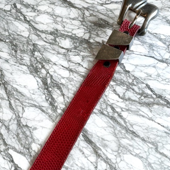 Vintage 1978 Barry Kieselstein-Cord Sterling Silver Buckle Red Leather Belt USA main image 7